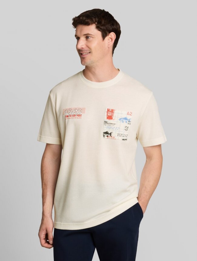 Tom Tailor T-Shirt mit Waffelstruktur - Gardenia White Tom Tailor T-Shirt mit Waffelstruktur - Gardenia White