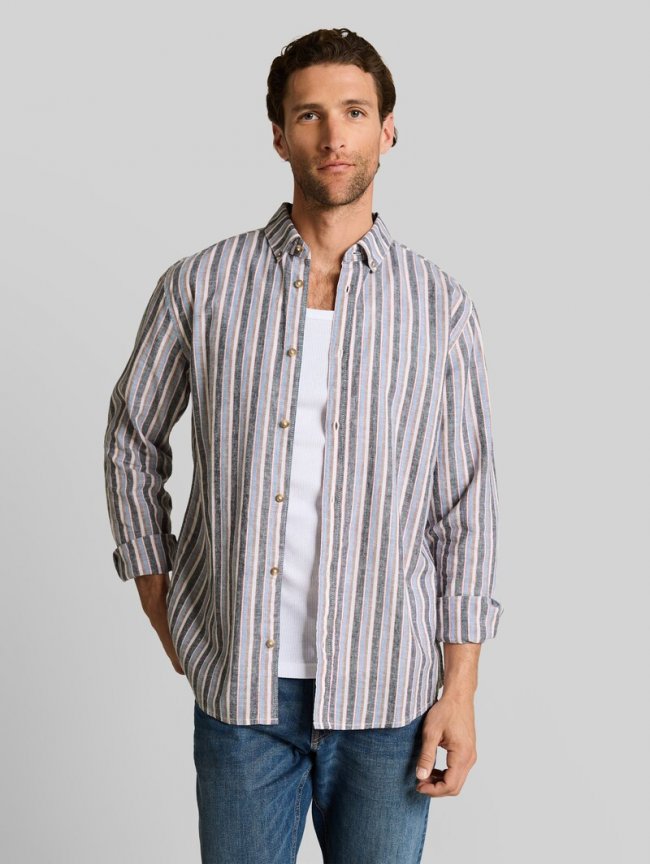Tom Tailor Regular Fit Hemd mit Leinenanteil - Blue Multicolor Stripe Tom Tailor Regular Fit Hemd mit Leinenanteil - Blue Multicolor Stripe