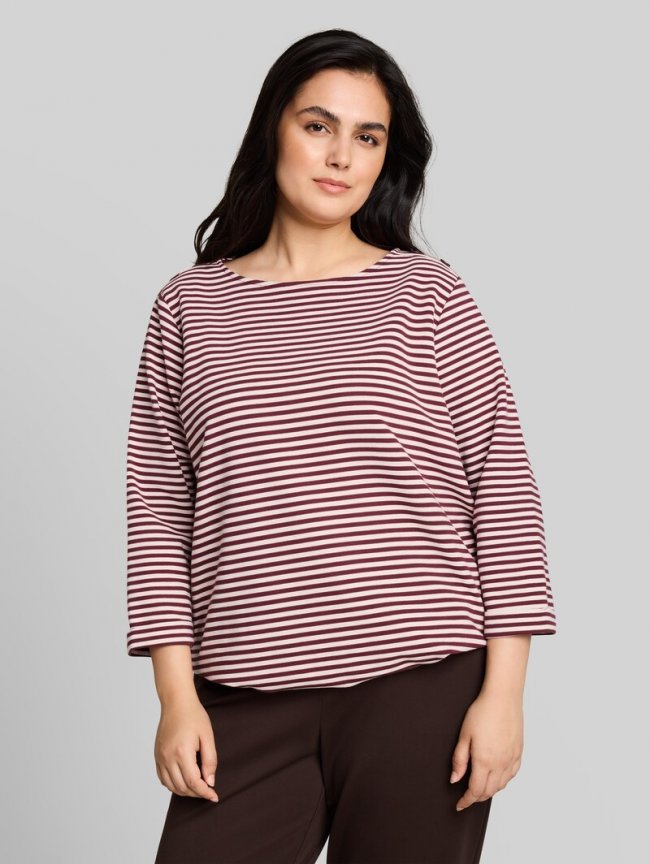 Tom Tailor Plus Size - Langarmshirt mit Knopf-Details - Light Pink Preppy Plum Stripe Tom Tailor Plus Size - Langarmshirt mit Knopf-Details - Light Pink Preppy Plum Stripe