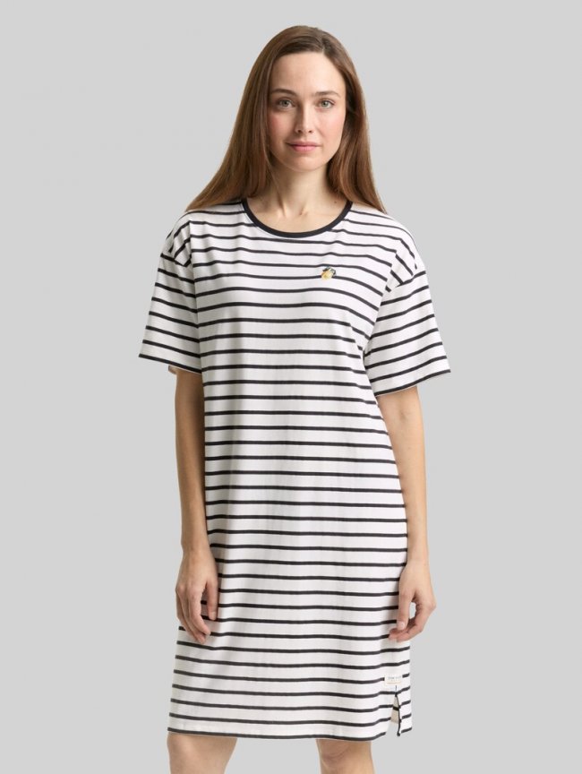 Tom Tailor Nachthemd mit Streifenmuster - White-medium-horizontal Stripe Tom Tailor Nachthemd mit Streifenmuster - White-medium-horizontal Stripe