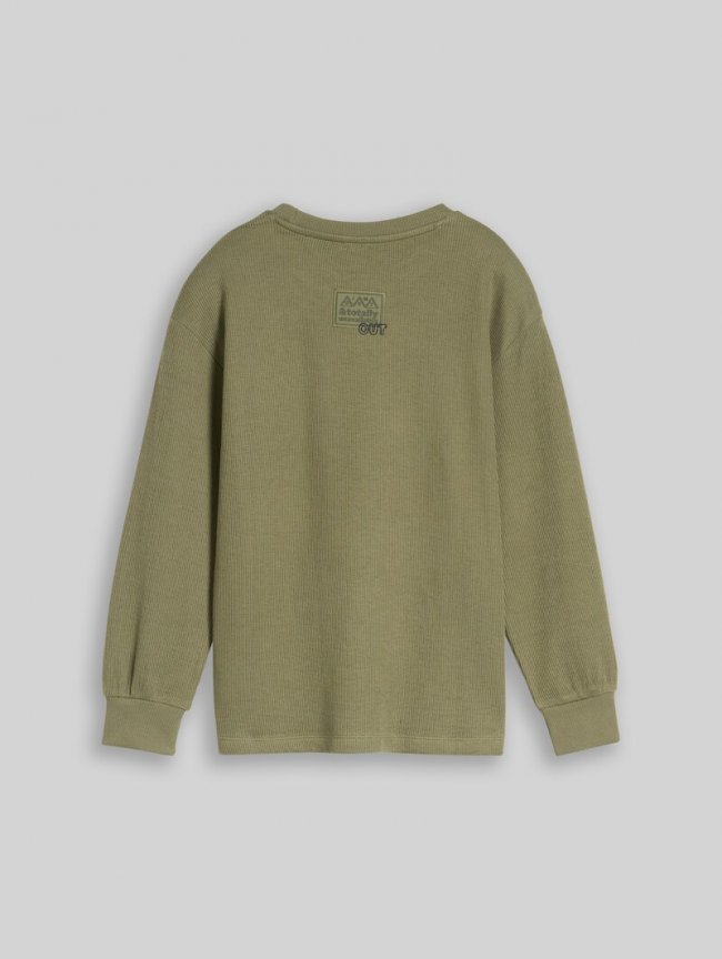 Tom Tailor Oversize Langarmshirt in Strick-Optik - Tree Moss Green Tom Tailor Oversize Langarmshirt in Strick-Optik - Tree Moss Green