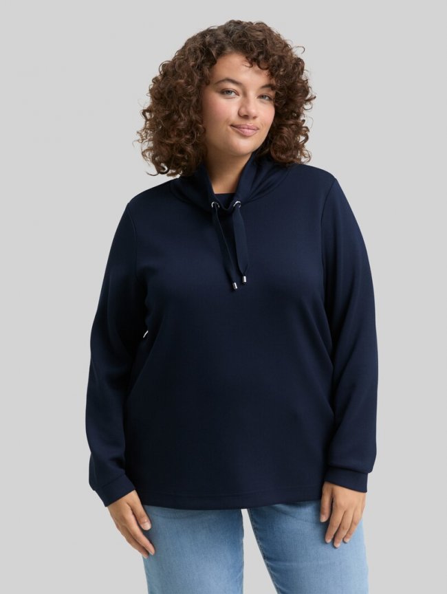 Tom Tailor Plus Size - Scuba Sweatshirt mit Stehkragen - Sky Captain Blue Tom Tailor Plus Size - Scuba Sweatshirt mit Stehkragen - Sky Captain Blue
