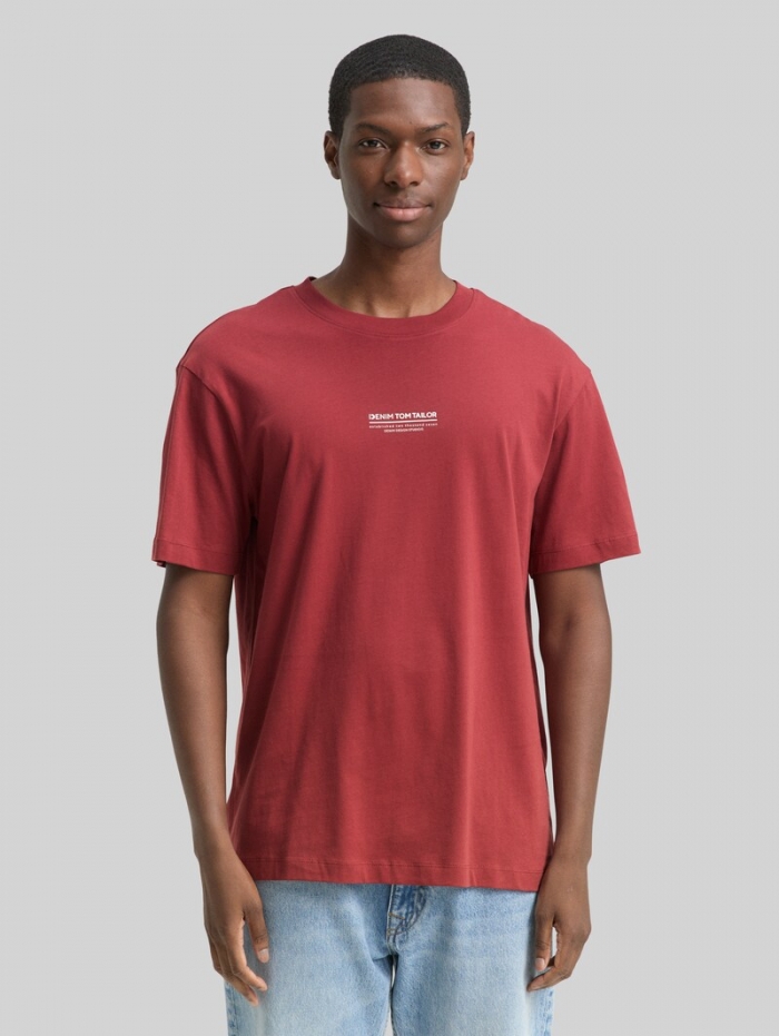 Tom Tailor Relaxed Fit T-Shirt aus Baumwolle - Burnt Russet Tom Tailor Relaxed Fit T-Shirt aus Baumwolle - Burnt Russet