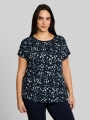 Tom Tailor Plus Size - T-Shirt im Material-Mix - Navy Dot Tom Tailor Plus Size - T-Shirt im Material-Mix - Navy Dot