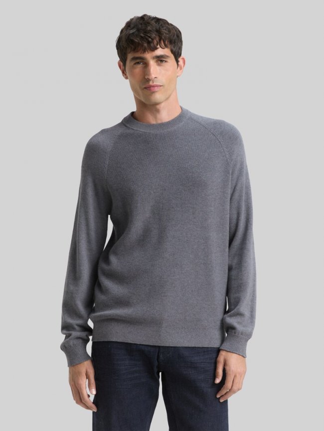 Tom Tailor Strickpullover mit Wollanteil - Classic Dark Grey Melange