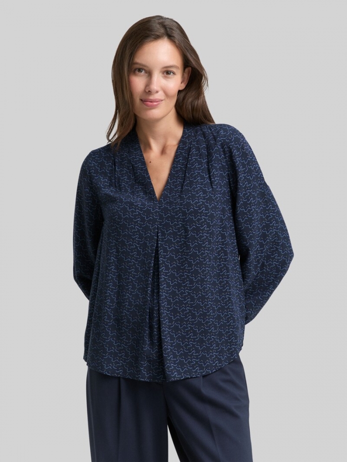 Tom Tailor Bluse mit Muster - Small Blue Wave Print