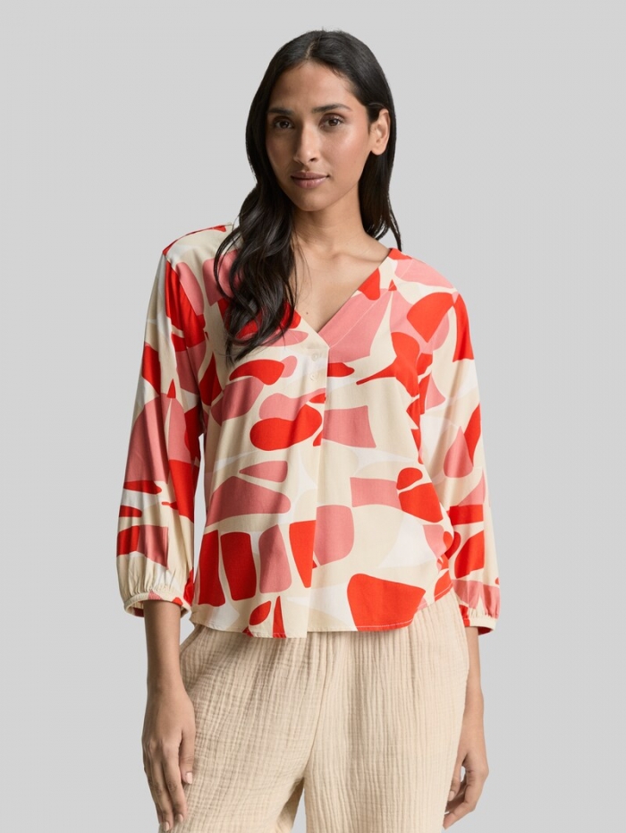 Tom Tailor Bluse mit Muster - Red Dots And Shapes Design Tom Tailor Bluse mit Muster - Red Dots And Shapes Design