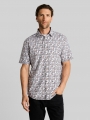 Tom Tailor Regular Fit Kurzarmhemd mit Leinenanteil - White Palm Tree Design Tom Tailor Regular Fit Kurzarmhemd mit Leinenanteil - White Palm Tree Design