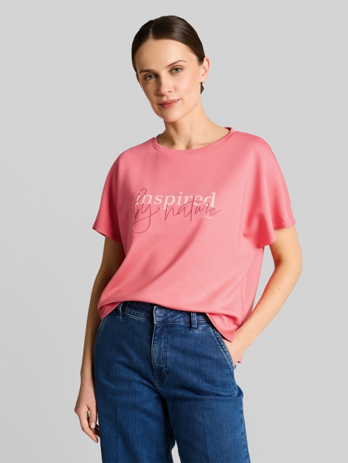 Tom Tailor Loose Fit Scuba T-Shirt mit Print - Soft Coral Pink Tom Tailor Loose Fit Scuba T-Shirt mit Print - Soft Coral Pink