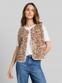 Tom Tailor Teddy Weste mit Muster - Brown Beige Zebra Print
