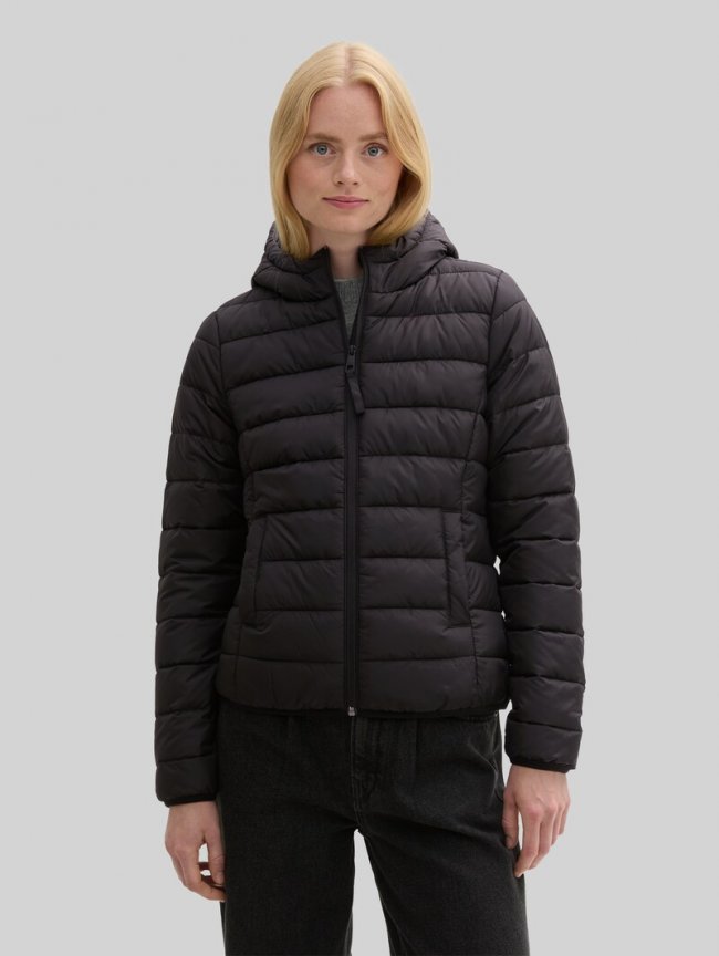 Tom Tailor Lightweight Steppjacke mit Kapuze - Deep Black Tom Tailor Lightweight Steppjacke mit Kapuze - Deep Black