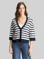 Tom Tailor Loose Fit Cardigan mit Streifenmuster - White Sky Blue Knit Stripe