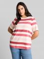 Tom Tailor Plus Size - T-Shirt aus Baumwolle - Coral Offwhite Stripe