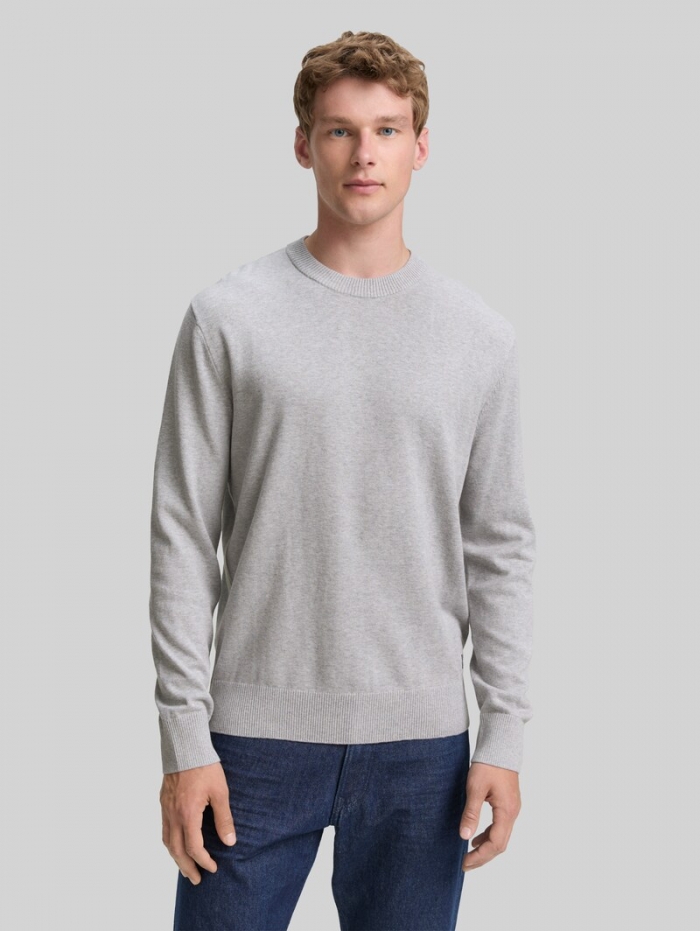 Tom Tailor Basic Strickpullover aus Baumwolle - Light Stone Grey Melange Tom Tailor Basic Strickpullover aus Baumwolle - Light Stone Grey Melange