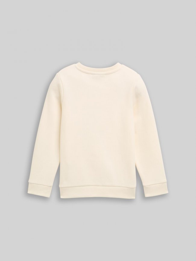 Tom Tailor Sweatshirt mit Glitzer-Print - Dove White Tom Tailor Sweatshirt mit Glitzer-Print - Dove White