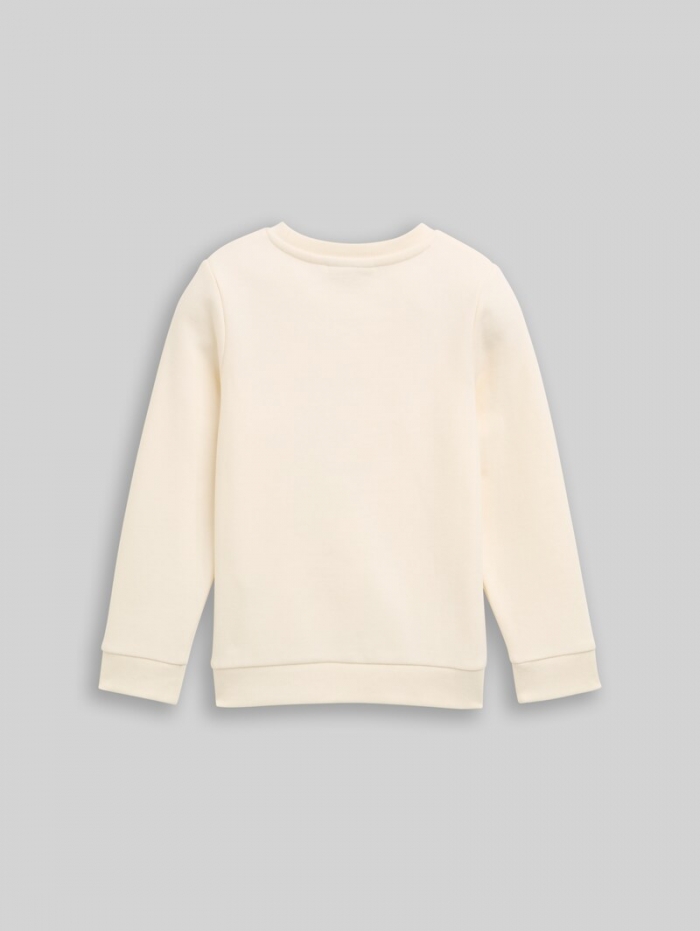 Tom Tailor Sweatshirt mit Glitzer-Print - Dove White Tom Tailor Sweatshirt mit Glitzer-Print - Dove White