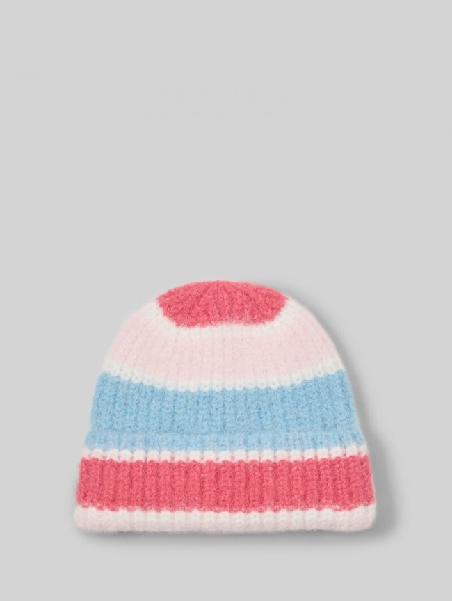 Tom Tailor Beanie Mütze mit Streifenmuster - Pink Blue Knit Stripe Tom Tailor Beanie Mütze mit Streifenmuster - Pink Blue Knit Stripe