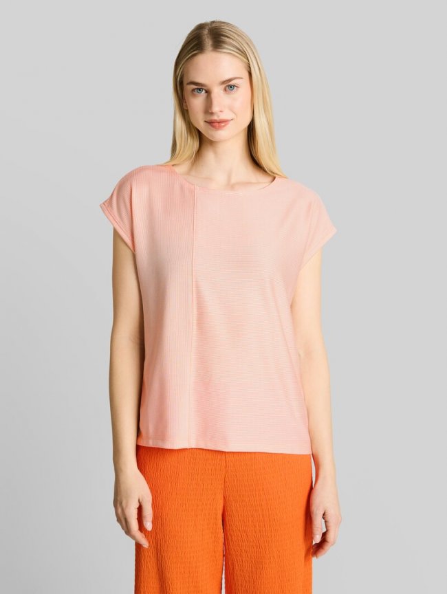 Tom Tailor Loose Fit T-Shirt mit Streifenmuster - Small Apricot White Stripe Tom Tailor Loose Fit T-Shirt mit Streifenmuster - Small Apricot White Stripe