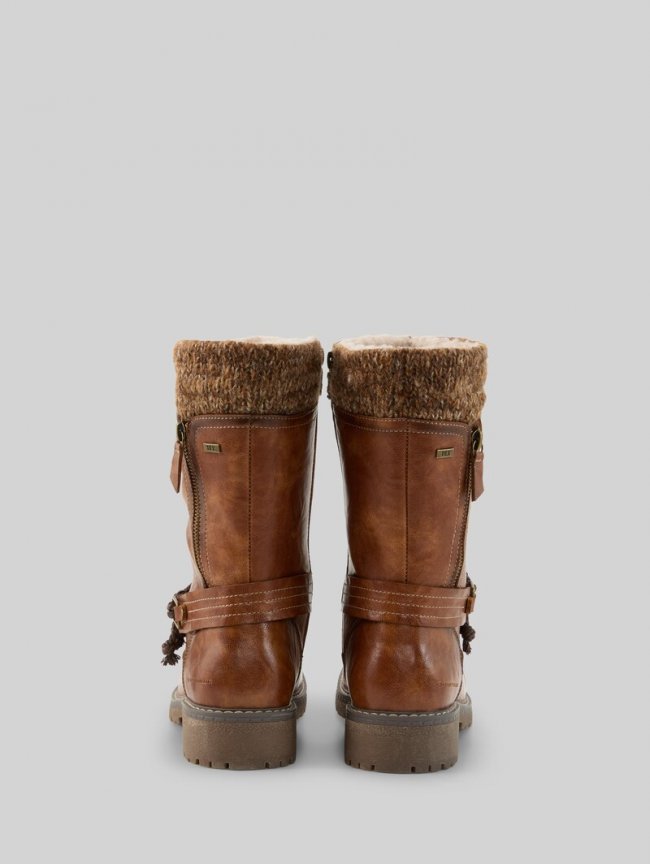 Tom Tailor Wasserfeste Stiefel mit Strick-Einsatz - Cognac Tom Tailor Wasserfeste Stiefel mit Strick-Einsatz - Cognac