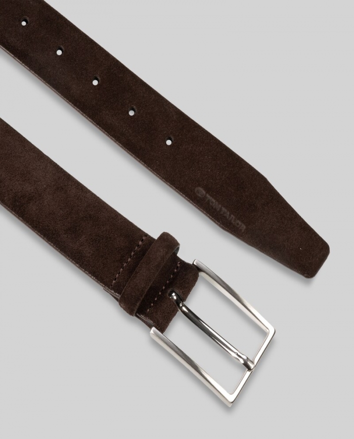 Tom Tailor TTLOGAN Velourledergürtel mit eckiger Dornschließe - Dark Brown Uni Tom Tailor TTLOGAN Velourledergürtel mit eckiger Dornschließe - Dark Brown Uni