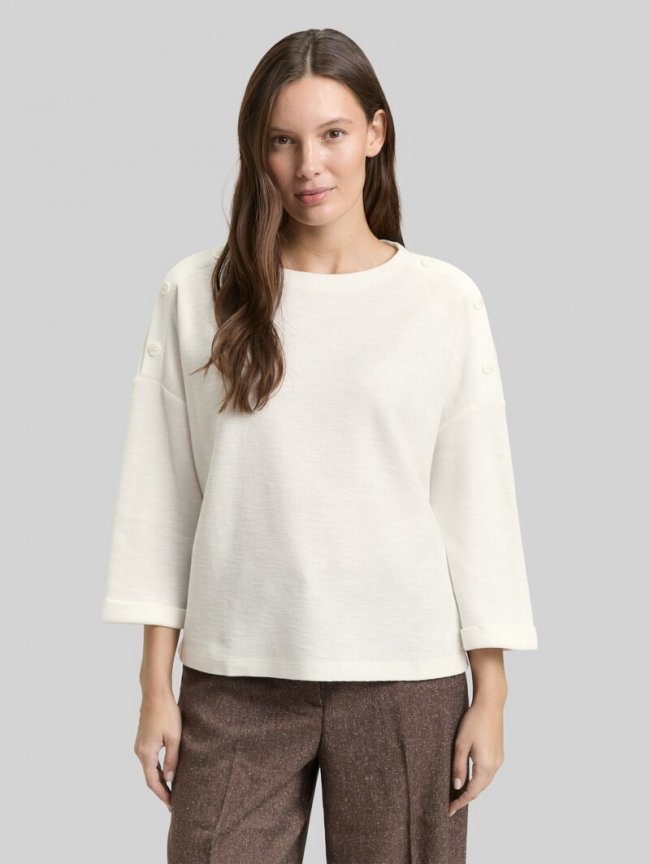 Tom Tailor Langarmshirt mit Knopf-Details - Whisper White Tom Tailor Langarmshirt mit Knopf-Details - Whisper White