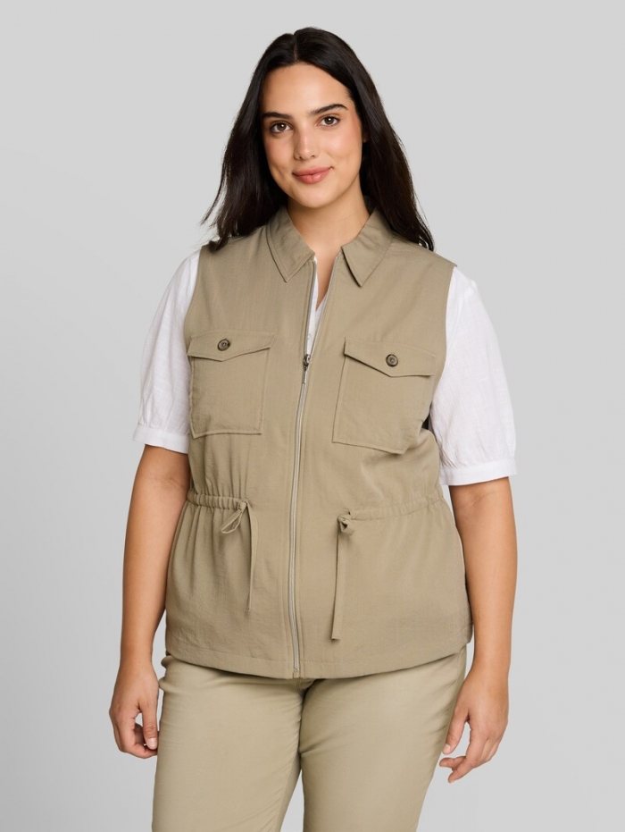 Tom Tailor Plus Size - Regular Fit Weste mit Brusttaschen - Silver Olive Tom Tailor Plus Size - Regular Fit Weste mit Brusttaschen - Silver Olive
