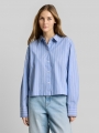 Tom Tailor Boxy Fit Hemdbluse aus Baumwolle - Mid Blue White Stripe Tom Tailor Boxy Fit Hemdbluse aus Baumwolle - Mid Blue White Stripe