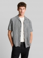 Tom Tailor Relaxed Fit Resort Hemd mit Leinenanteil - Black Greyish Stripe Tom Tailor Relaxed Fit Resort Hemd mit Leinenanteil - Black Greyish Stripe