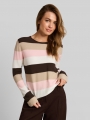 Tom Tailor Strickpullover mit Rundhalsausschnitt - Brown Beige Pink Stripe Tom Tailor Strickpullover mit Rundhalsausschnitt - Brown Beige Pink Stripe