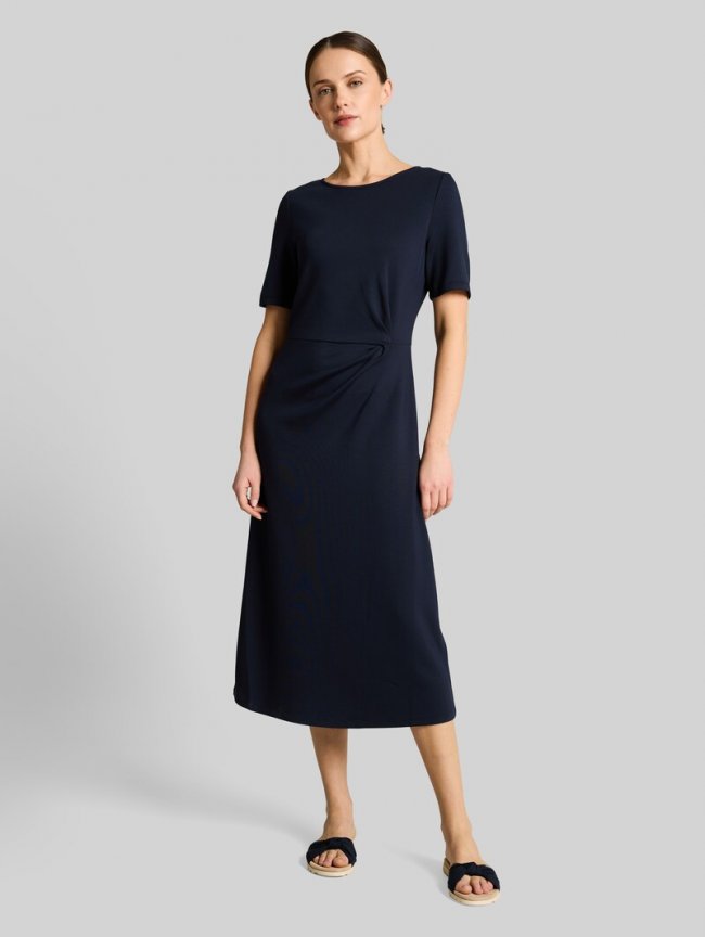 Tom Tailor Scuba Midi-Kleid mit Knoten-Detail - Sky Captain Blue Tom Tailor Scuba Midi-Kleid mit Knoten-Detail - Sky Captain Blue