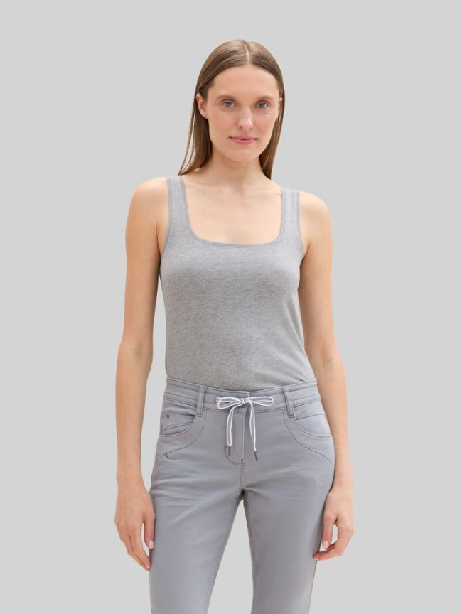 Tom Tailor Basic Top im 2er-Pack - Medium Silver Grey Melange Tom Tailor Basic Top im 2er-Pack - Medium Silver Grey Melange