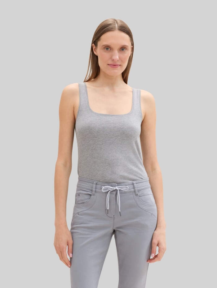 Tom Tailor Basic Top im 2er-Pack - Medium Silver Grey Melange Tom Tailor Basic Top im 2er-Pack - Medium Silver Grey Melange