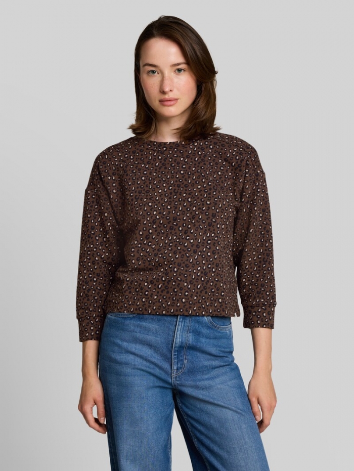 Tom Tailor Loose Fit Sweatshirt mit Leo-Print - Brown Black Leo Print Tom Tailor Loose Fit Sweatshirt mit Leo-Print - Brown Black Leo Print