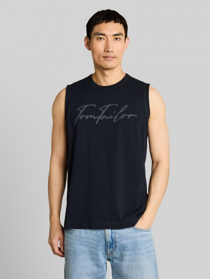 Tom Tailor Tanktop mit Logo-Print - Sky Captain Blue Tom Tailor Tanktop mit Logo-Print - Sky Captain Blue