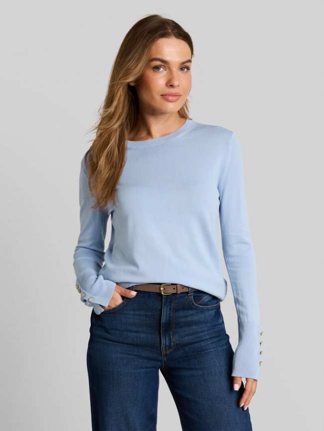 Tom Tailor Strickpullover mit Knopf-Details - Kentucky Blue Tom Tailor Strickpullover mit Knopf-Details - Kentucky Blue