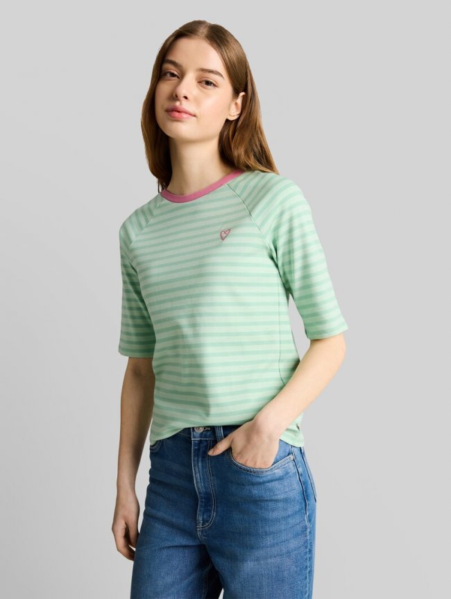 Tom Tailor T-Shirt mit Streifenmuster - Tonal Matcha Green Stripe Tom Tailor T-Shirt mit Streifenmuster - Tonal Matcha Green Stripe
