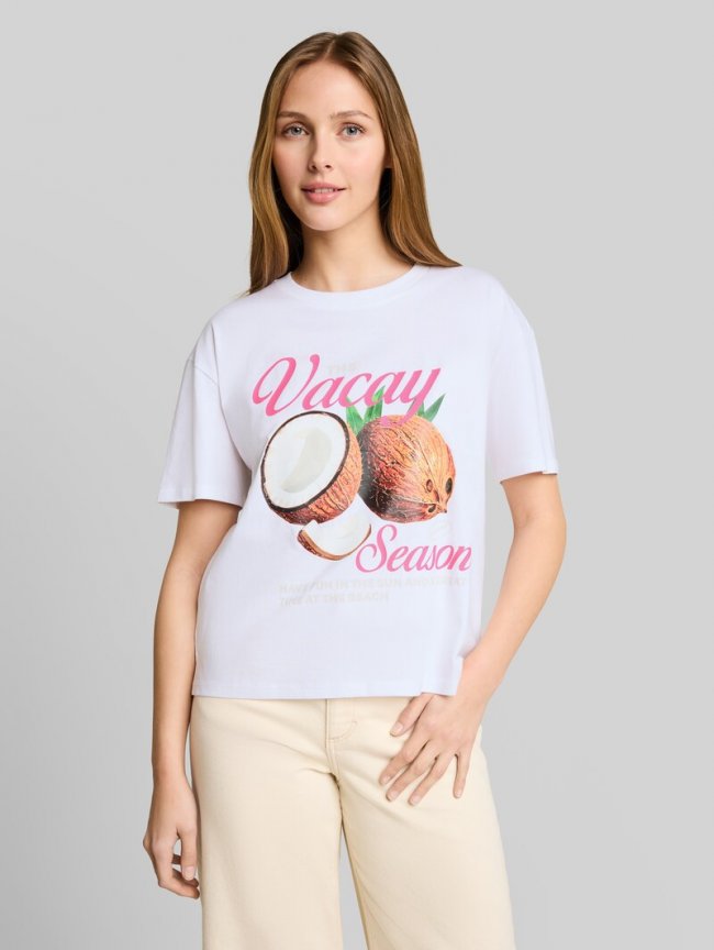 Tom Tailor Boxy Fit T-Shirt mit Print - White Tom Tailor Boxy Fit T-Shirt mit Print - White