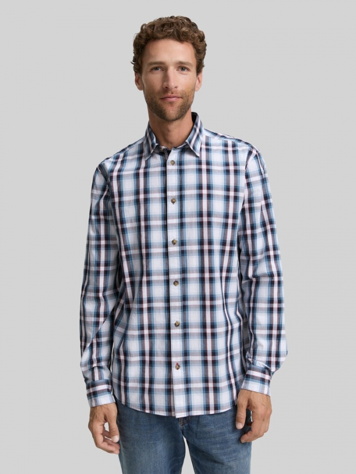 Tom Tailor Regular Fit Hemd mit Karo-Muster - White Blue Shades Check Tom Tailor Regular Fit Hemd mit Karo-Muster - White Blue Shades Check
