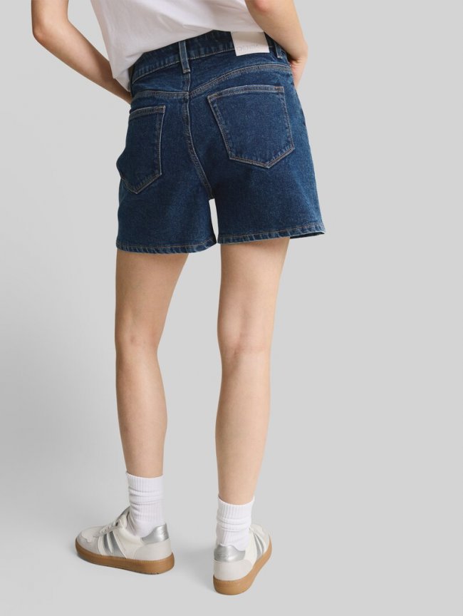 Tom Tailor TTELIN STRAIGHT High Waist Jeans Shorts - Used Mid Stone Blue Denim Tom Tailor TTELIN STRAIGHT High Waist Jeans Shorts - Used Mid Stone Blue Denim