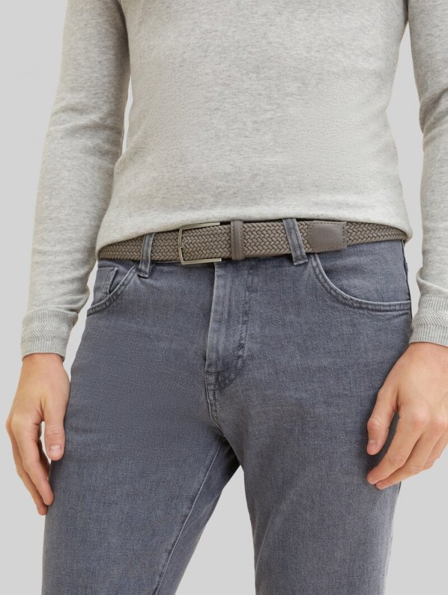 Tom Tailor TTALEX elastischer Flechtgürtel mit eckiger Dornschließe - Silver Uni Tom Tailor TTALEX elastischer Flechtgürtel mit eckiger Dornschließe - Silver Uni