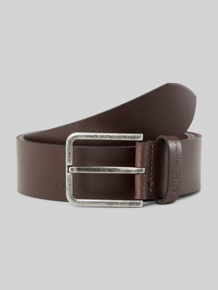 Tom Tailor TTDUSTIN Ledergürtel mit rechteckiger Dornschließe - Brown Uni Tom Tailor TTDUSTIN Ledergürtel mit rechteckiger Dornschließe - Brown Uni