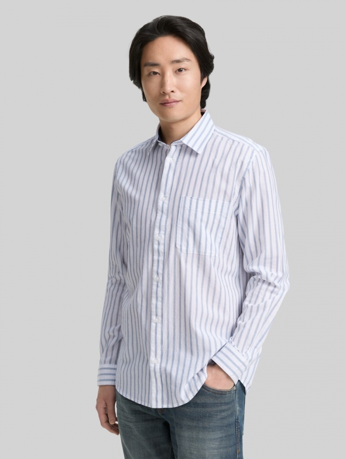 Tom Tailor Regular Fit Hemd mit Streifenmuster - White Blue Stripe Tom Tailor Regular Fit Hemd mit Streifenmuster - White Blue Stripe