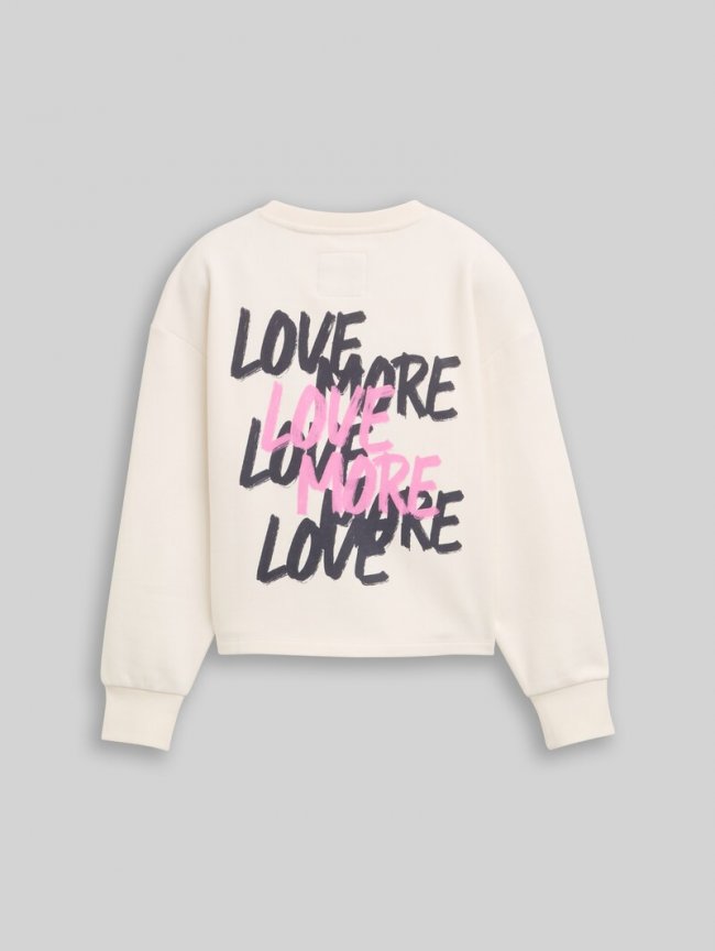 Tom Tailor Sweatshirt mit Rückenprint - Gardenia White Tom Tailor Sweatshirt mit Rückenprint - Gardenia White
