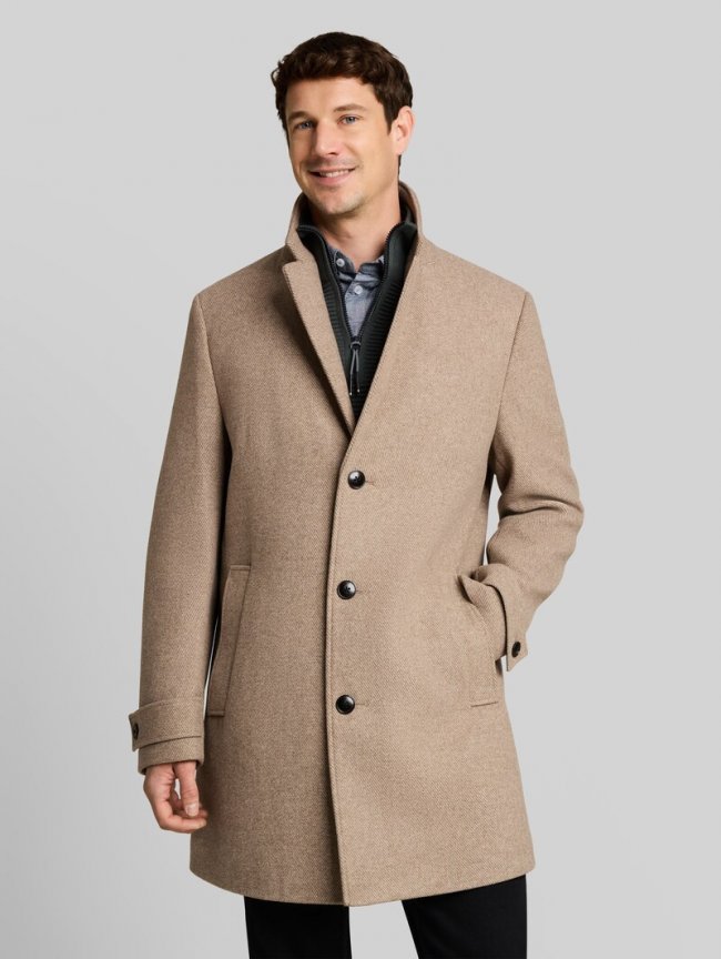 Tom Tailor Wollmantel mit Reverskragen - Mid Beige Melange Twill Tom Tailor Wollmantel mit Reverskragen - Mid Beige Melange Twill