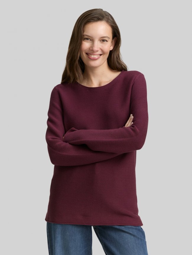 Tom Tailor Strickpullover aus Baumwolle - Bordeaux Red Tom Tailor Strickpullover aus Baumwolle - Bordeaux Red