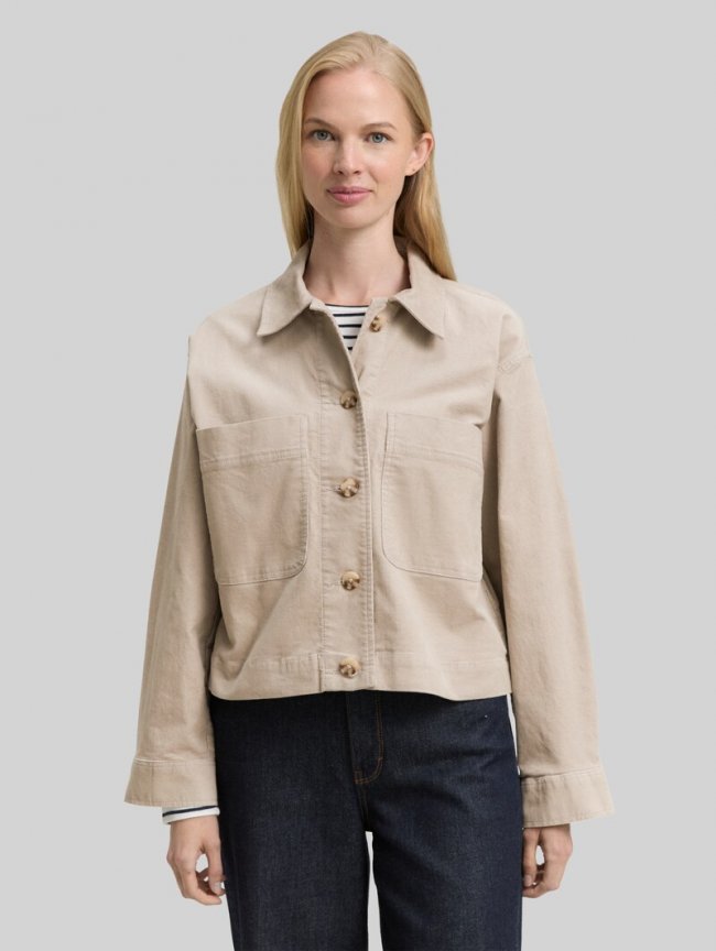 Tom Tailor Oversize Cordjacke - Soft Taupe Grey Tom Tailor Oversize Cordjacke - Soft Taupe Grey