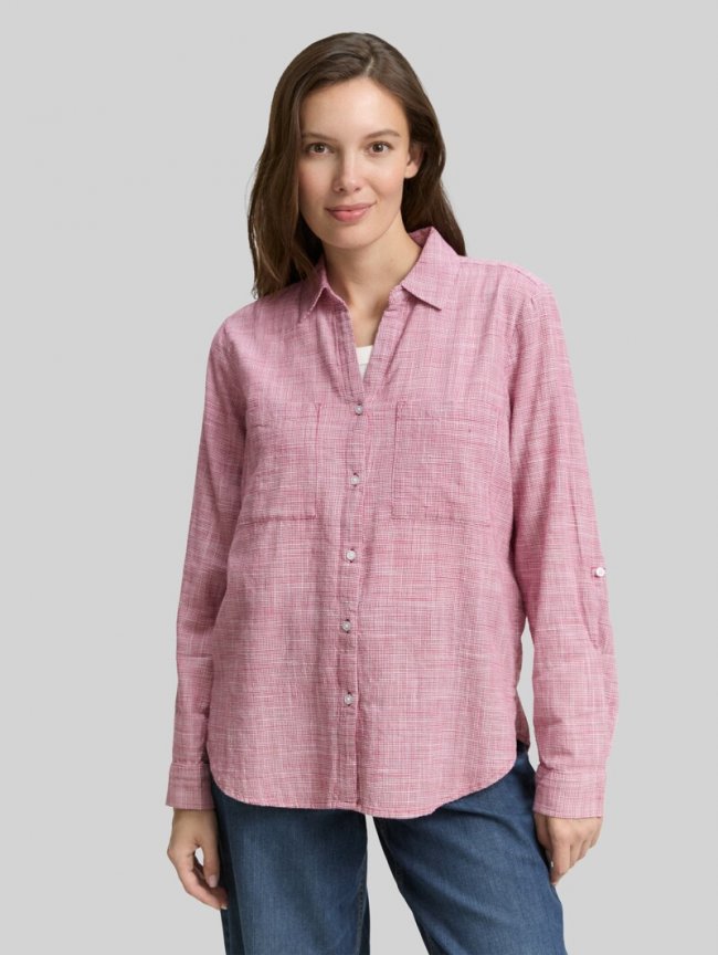 Tom Tailor Bluse mit Brusttaschen - Dark Pink Tom Tailor Bluse mit Brusttaschen - Dark Pink