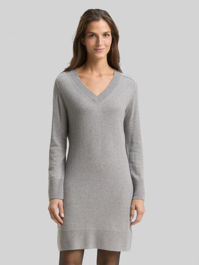 Tom Tailor Strickkleid mit Kaschmir-Anteil - Medium Silver Grey Melange Tom Tailor Strickkleid mit Kaschmir-Anteil - Medium Silver Grey Melange