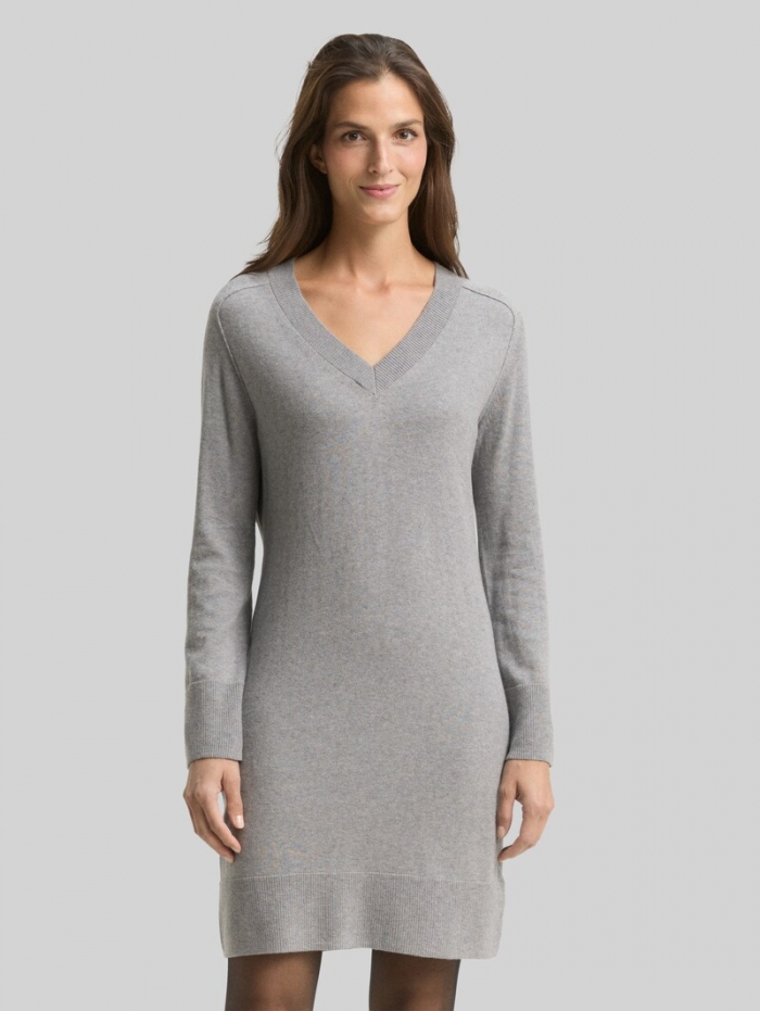 Tom Tailor Strickkleid mit Kaschmir-Anteil - Medium Silver Grey Melange Tom Tailor Strickkleid mit Kaschmir-Anteil - Medium Silver Grey Melange