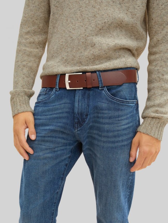 Tom Tailor TTANDREW Ledergürtel mit eckiger Dornschließe - Light Brown Uni Tom Tailor TTANDREW Ledergürtel mit eckiger Dornschließe - Light Brown Uni
